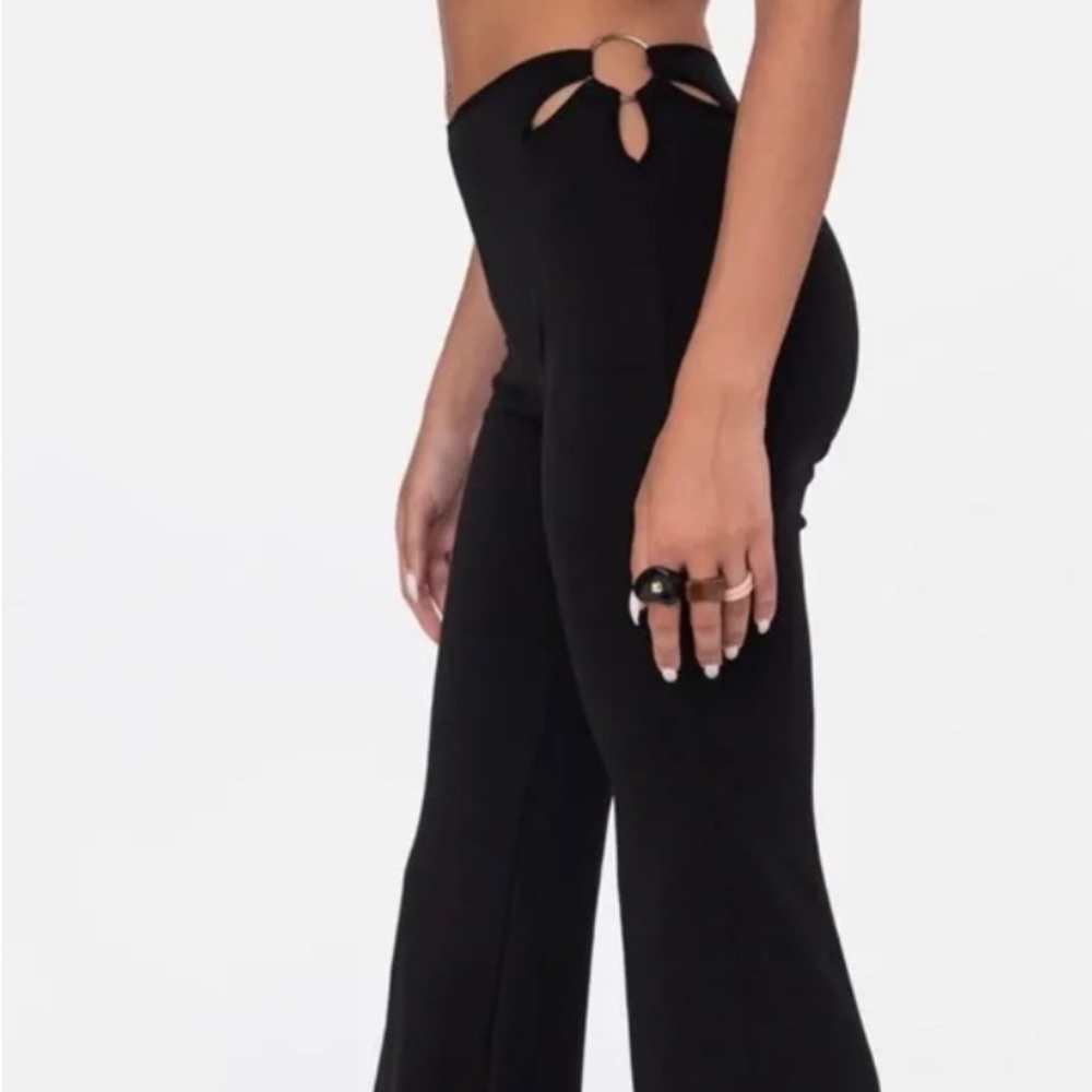 adika axton metal ring flower cutout flared pants
